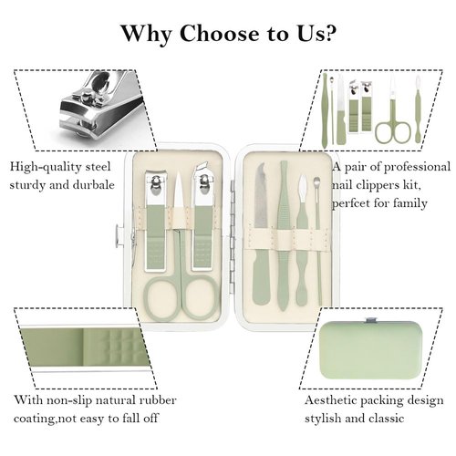 Manicure Set, Nail Clipper Kit, Nail Clipper Set, Nail Care Kit,8 In 1 Professional Manicure Kit Grooming Kit, Stainless Steel Facial Pedicure Care Tool, Easter Basket Stuffers for Men Teens