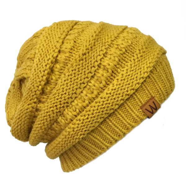 Wrapables Knitted Slouchy Winter Beanie Beret, Saffron Yellow