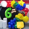 109PCS Red Blue Yellow Green Balloon Garland Arch Kit with and Question Mark Block Balloon, King Boo balloon, Super Star Balloons and for Video Game Mario Theme 6th Birthday Party Decorations