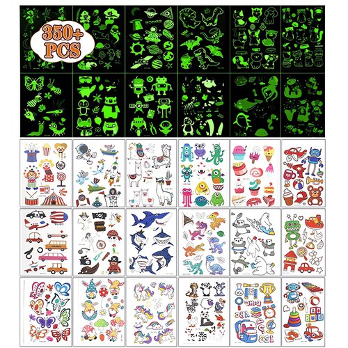 360 Kinds Luminous Tattoos For Kids, Robots/Sharks/Cars/Various Animals, Etc Mixed Styles Temporary Tattoo Stickers For Boys And Girls, Glow In The Dark Party Supplies, Kids Gifts