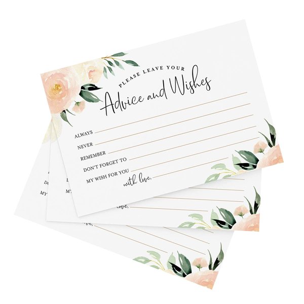 Bliss Collections Advice and Wishes Cards, Mad Libs Floral, Perfect for: Bridal Showers, Wedding, Baby Shower, Graduation Party, Retirement, Words of Wisdom for Bride and Groom, 4"x6" Cards (50 Cards)