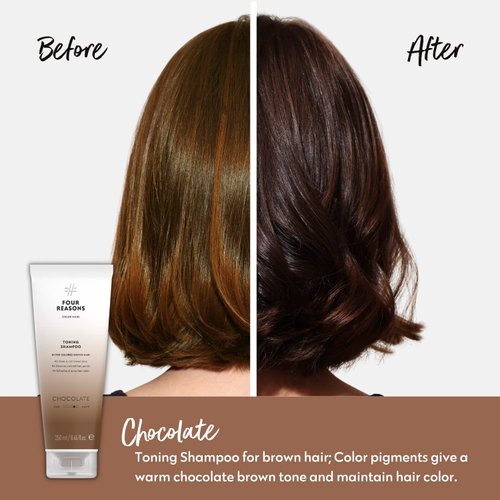 FOUR REASONS Hair Color Shampoo (8 Colors) - Sulfate Free Rich Brown Hair Toner - Color Depositing Shampoo for Color Treated Hair, Vegan, 8.45 Fl Oz (Chocolate/Brown)