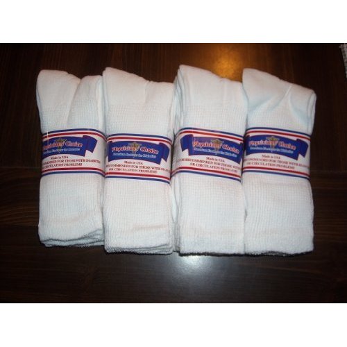DIABETIC CUSHION - DIABETIC SOCKS,PLUS SIZE 13-15,12 PAIR,WHITE CREW LENGTH,PHYSICIANS CHOICE