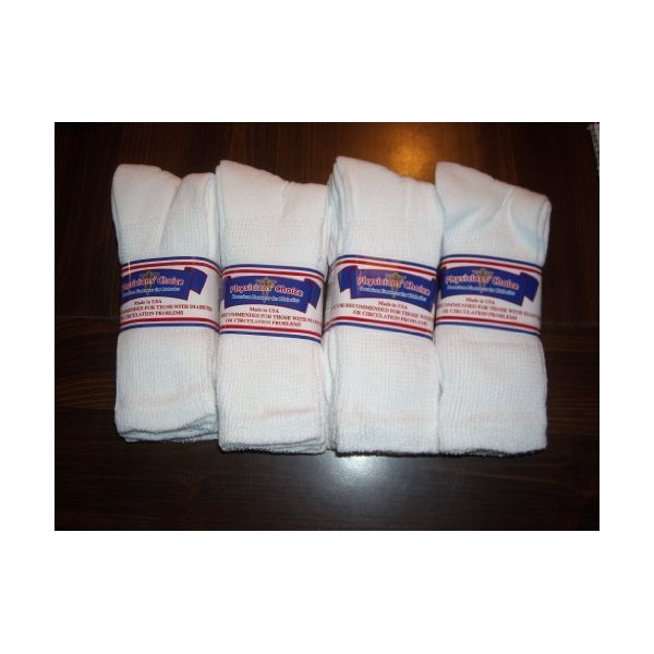 DIABETIC CUSHION - DIABETIC SOCKS,PLUS SIZE 13-15,12 PAIR,WHITE CREW LENGTH,PHYSICIANS CHOICE