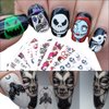 25 Sheets Halloween Water Transfer Nail Stickers Nail Art Stickers Decals,10 Sheets Punk Skull Nail Foil Transfer Stickers,Grimace Skull Eye Spider Nail Art DIY Decals for Halloween Party(35 Sheets)