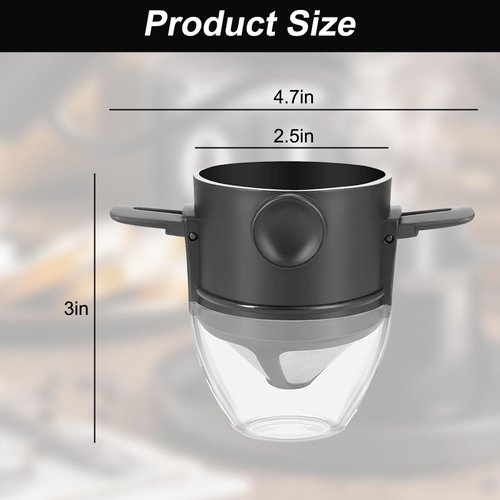 MZY LLC 2 Pcs Reusable Pour Over Coffee Filter, Stainless Pour Over Coffee Dripper Easy to Clean for Home,Office, Travel, Camping