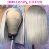 Grey Bob Wig Human Hair Lace Front Wigs 13x4 HD Lace Front Wigs Human Hair Pre Plucked Glueless Lace Bob Wigs 8 Inch 180% Density Short Bob Wig Middle Part Brazilian Virgin Human Hair Wigs for Women
