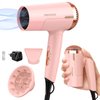 Travel Diffuser Hair Dryer, PRITECH Dual Voltage Hair Dryer with Diffuser,Foldable Mini Compact Blow Dryer with Concentrator,1200W Hairdryer Professional with European Plug for Worldwide Use