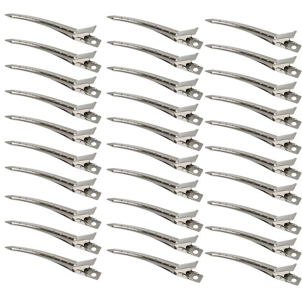 30 Packs Hair Clips, Duck Bill Clips, Hair Coloring, Hair Clips & Barrettes, 3.5 Inches Rustproof Metal Alligator Curl Clips with Holes for Hair Styling, Silver