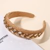 Rhinestone Raffia Padded Headband for Women Boho Rattan Straw Headbands Crystal Jeweled Embellished Wicker Braid Woven Hairband Summer Beach Holiday Party Hair Accessories (A Rattan Padded Hairband)