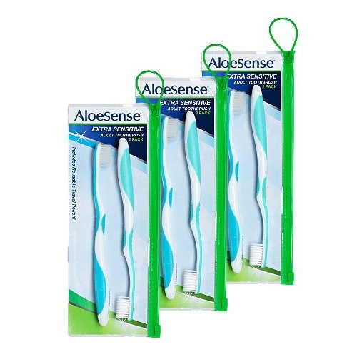 AloeSense Extra-Sensitive Toothbrush 2-pack w/travel pouch (3 Count)