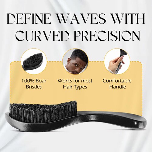 Wave Pomade for Men Strong Hold Easy Wash 360 Wave Training Hair Cream, Waves Grease for Men Promotes Layered Waves, Moisture, Control and Silky Shine, Wave Kit Curved Medium Waves Brush Silky Durag