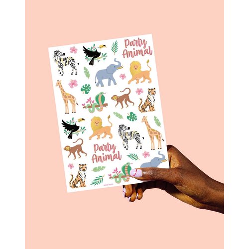 xo, Fetti Jungle Temporary Tattoos - 36 styles | Elephant Arts + Craft, Wild Animal Birthday Party Supplies, Giraffe Safari Baby Shower, Tiger