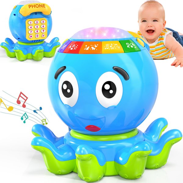 MOONTOY Octopus Musical Crawling Baby Toys 6-12 Months Developmental, Infant Tummy Time 3 4 5 6 7 8 9 10 11 12 18 Month Babies Toddler Light Up Music Learning Activity Christmas 1st Birthday Gifts Boy