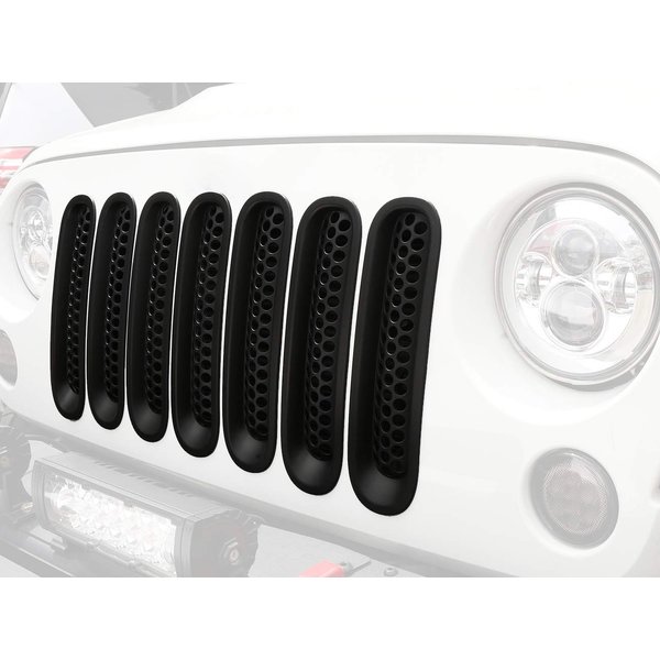 Hooke Road for Jeep Wrangler JK Grill Inserts, Matte Black Front Mesh Grille Cover Guard Clip-in for Jeep JK Wrangler & Wrangler Unlimited 2007-2018 Accessories