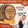 Thousand Oaks Barrel Co. Personalized 1 Liter Oak Aging Barrel Dispenser with Wood Stand, Bung & Spigot - Age Cocktails, Bourbon, Whisky, Rum, Tequila, Mead Wine - 1L Mini Whiskey Aging Barrels (P5)