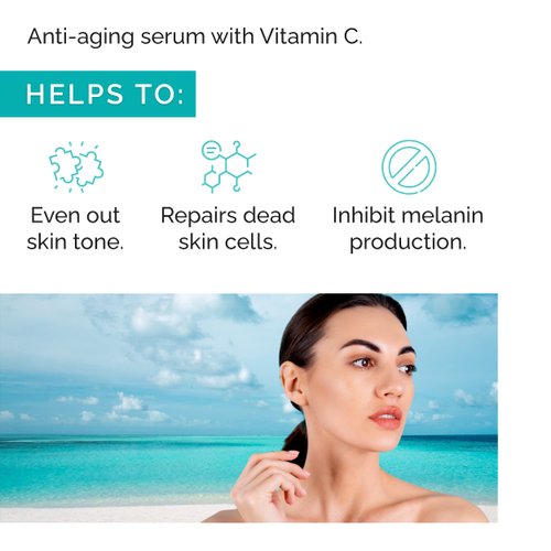 Vitamins and Sea Beauty Dead Sea Minerals and Vitamin C Serum for Face, Skin Tone Correcting Dark Spot Corrector Antioxidant Hydrating Anti Aging Facial Serum for Glowing Skin, 2 fl oz