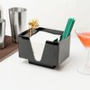Restaurantware Bar Lux 7.9 Inch x 5.5 Inch Napkin Holder 1 3-Compartment Condiment Caddy - Rectangle Tabletop Black Plastic Napkin Caddy Refillable Easy Access