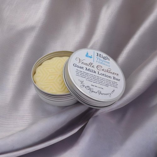 High Thyme FARMacy Vanilla Cashmere Lotion Bar - Goat Milk Lotion Bars for Dry Skin - Beeswax Lotion Bar - Convenient Travel Lotion - Eco Friendly Solid Lotion - Zero Waste Lotion