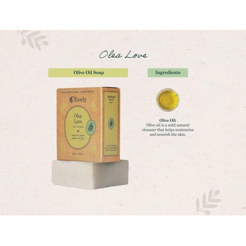 Olively Olea Love - All Natural Soap Bar - Soap Bar handmade with Pure Olive Oil - Bar Soaps made with 100% natural ingredients - Body and Bath Soap - Vegan