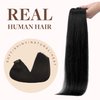 GOO GOO Clip in Hair Extensions Real Human Hair, 18inch 130g 7Pcs, 1B Natural black, Remy Human Hair Extensions Clip ins for Women, Natural Human Hair