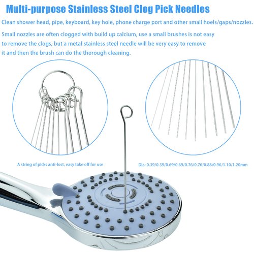 Shower Head Cleaner, Shower Head Cleaning Brushes Shower Nozzle Clog Removal Picks Shower Cleaner Brushes Tiny Cleaning Brush for Small Hole Slit Gap Nozzle Car Washer 3D Printer Tubes
