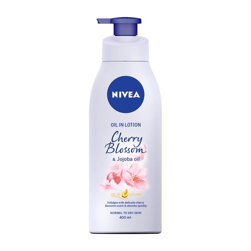 NIVEA Oil In Lotion Cherry Blossom & Jojoba Oil 400ml, Replenishing Body Lotion with Cherry Blossom & Jojoba Oil, Intensive Moisturising Cream