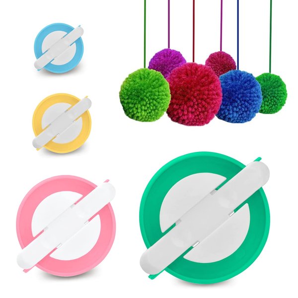 Sxlaonanhai Pom Pom Maker, 4 Sizes Pom Pom Makers for Fluff Ball Weaver Craft Knitting Machine Needles Crochet Accessories Tool Set Decoration, Yarn Ball Winder for Kids and Adult