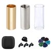 Guitar Slide, Set of 1 Glass Slide, 1 Steel Slide and 1 Brass Guitar Slide, Bonus 6 Pcs Guitar Picks, and 4 Finger Picks