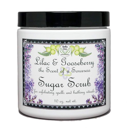 Lilac and Gooseberry Exfoliating Sugar Hand and Body Scrub | Non-Greasy with Moisturizing Mango Butter | 10 ounces net wt | Yennefer Scent of a Sorceress by Bella Des Natural Beauty