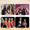 Saintrygo Prince and Princess Crowns Prom Court Sashes Prom Party Favors 80s Prom Tiara Shiny Satin Cosplay for Graduation (Retro Style)