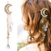 Ximimark 3Pcs Moon Crystal Rhinestone Beads Dangle Hairpin Hair Clip Women Bridal Hair Accessories Tassels Hairpin Silver&Gold&Rose Gold