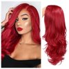 Hanne Fashion Red Wigs Long Wavy Synthetic Wig Middle Part Heat Resistant Fiber Natural Looking Party Cosplay Full Wigs for Women