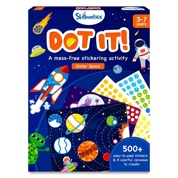 Skillmatics Art Activity - Dot It Space, No Mess Sticker Art for Kids, Craft Kits, DIY Activity, Gifts for Boys & Girls Ages 3, 4, 5, 6, 7, Travel Toys for Toddlers