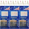 Fishing Bait Rigs Set,12 Packs Surf Fishing Rigs Saltwater Fishing Lure Rigs with Real Fish Skin Sharp Hooks Glow Beads Freshwater Saltwater Bait Rigs Size 4 6 8