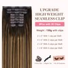 GOO GOO Clip in Hair Extensions Real Human Hair, 16inch 130g 9Pcs, 4/27/4 Balayage Chocolate Brown to Caramel Blonde, Remy Human Hair Extensions Clip ins for Women, Natural Human Hair