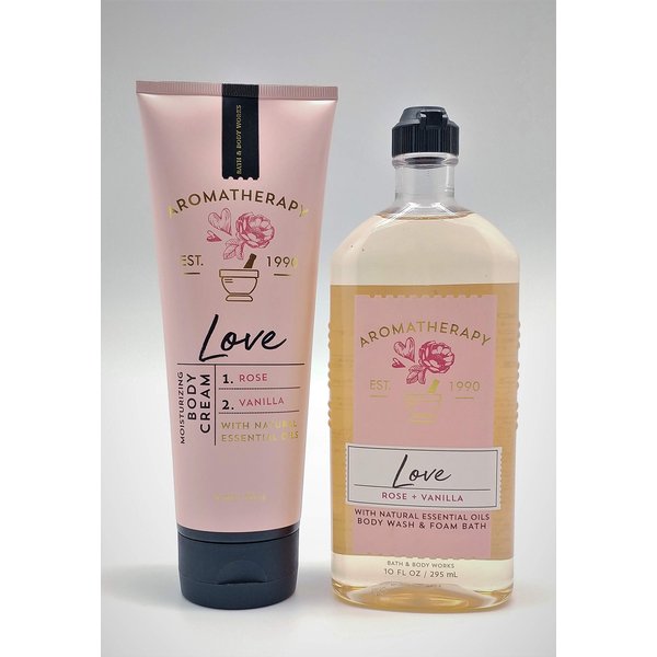 Aromatherapy - Love - Rose Vanilla - Duo Body Cream and Body Wash & Foam Bath - Full Size