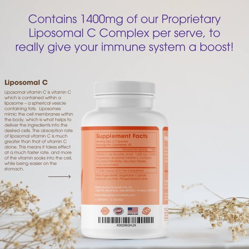 Pure Micronutrients Pure Liposomal Vitamin C - 1400mg Supplement - 90 Capsules - High Absorption VIT C Ascorbic Acid Pills
