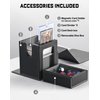 ZLCA MTG Deck Box, Commander Deck Box with Display Window, Card Deck Box Holds 100 Double-Sleeved Cards with Dice Tray & 35pt Magnetic Card Holder （Black&Grey）