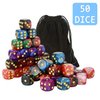 YOUSHARES 50 Pack D6 Game Dice Set with Pouch - 16mm Two Color 6 Sided Dice, Perfect Table Games Dice for Tenzi, Yahtzee, DND MTG RPG War Games