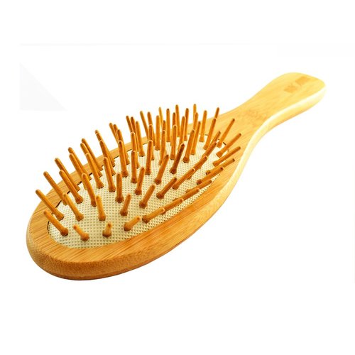 MAGNUM Bamboo Hair Brush with Bamboo Bristle Pins, yellow