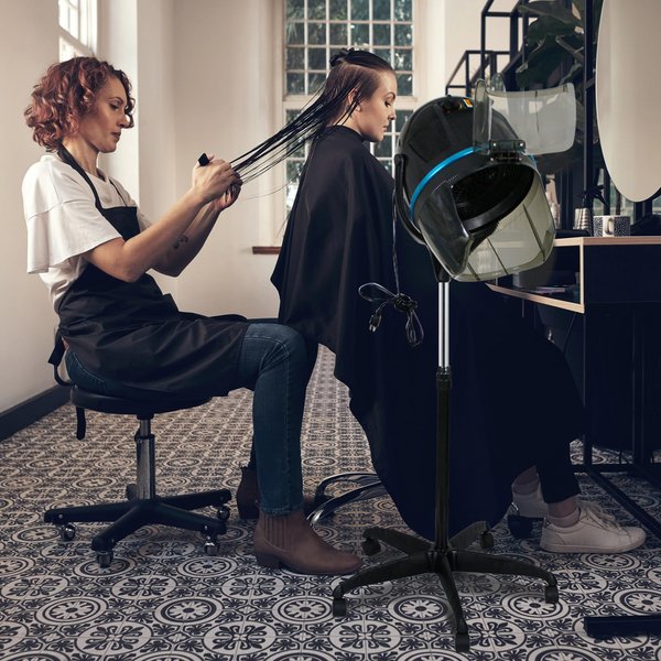 BBBuy Professional Height Adjustable Hair Dryer Hooded Floor Standing Bonnet Hair Dryer Stand Up Rolling Base w/Wheels for Beauty Salon Equipment Spa Home Use, Black