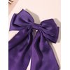 Furling Pompoms Hair Bows for Women - Pack of 2 Purple Hair Bow Clips for Girls Satin Big Bows Long Tail Alligator Clip Ribbon Hair Barrette Hair Accessories for Bridal Bachelorette Party