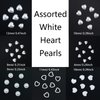 500Pcs White Pearls Heart Nail Charms Mixed Styles Flatback Heart Cute Assorted Pearls Heart Beads 3D Nail Art Charms Crafts Material Embellishments for Nail Art DIY Crafts Accessories Scrapbook