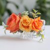 Fangsen Wedding Boho Orange Rose Flower Hair Clips Floral Hair Accessories for Brides and Bridesmaids Silver