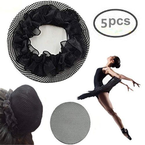 KKTOCHVC Women Bun Dancer Hair net Ballet Dance Skating Bun Cover Elastic Band Hair Nets for Bun (5pcs)(black)