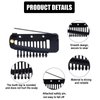 12pcs Wig Clip with Safety Pins, 10-Teeth Hair Extension Snap Clips Invisible Strong Wig Combs to Secure Wig No Sew Chunni Grip Dupatta Clips for Girls Women Wig Headscarf Hijab & Tikka(Black)