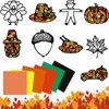 Gueevin 18 Sets Thanksgiving Stained Glass Effect Paper Suncatchers Thanksgiving Suncatcher Kit DIY Suncatcher Paper with Tissue Paper and Glue Sticks for Children Window Classroom Arts and Crafts