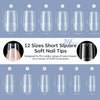 modelones Short Square Nail Tips, Pre-shaped Full Cover Fake Nails Soft Gel Acrylic Nail Tips Nail Extension False Gel x Nail Kit 216PCS 12Sizes