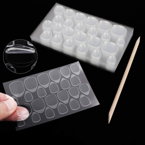 LIONVISON 10 Sheets Nail Adhesive Tabs - 240 Pcs Double-Side Nail Glue Sticker, Waterproof Breathable Jelly Gel Nail Tape Glue Stickers for False Nails Tips (10 Sheet)